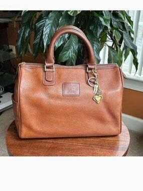 BURBERRY Leather Boston Bag British Tan